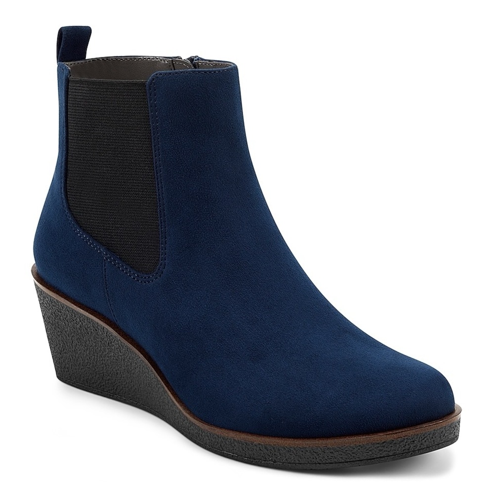 Aerosoles Brandi Wedge Bootie - Navy fabric- Size 7.5 medium width
